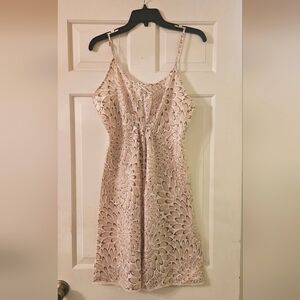 Old Navy Nightgown Women Sz L Cream Tan Animal Print Vintage Y2K
